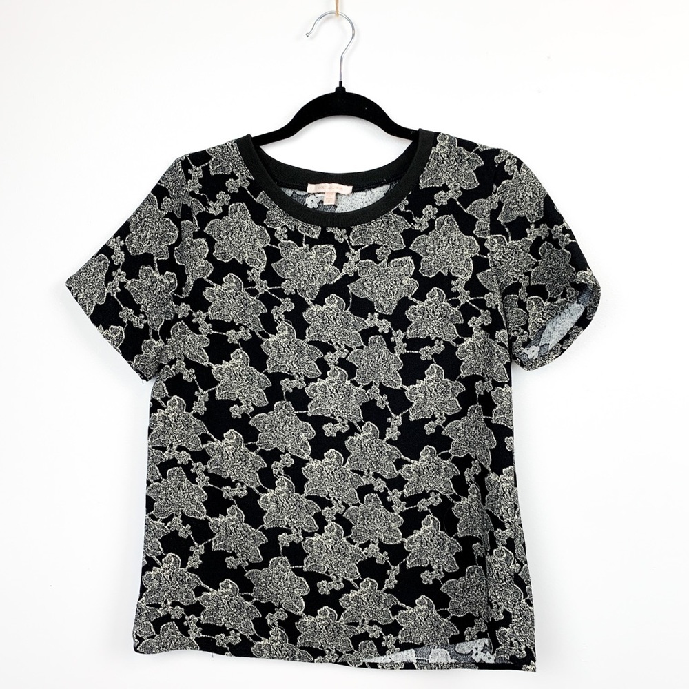 Skies are Blue Short Sleeve Black & White Floral Top